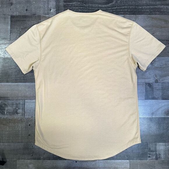 Bylt Mens Size XL Drop Cut S/S Athletic T Shirt Tan Short Sleeve Curved Hem - Picture 5 of 7